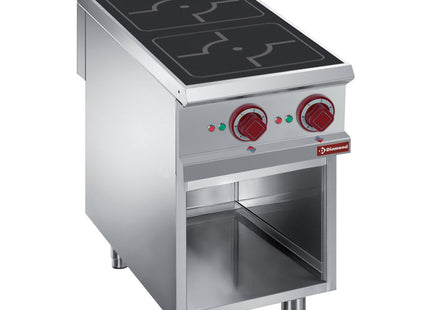 Cuisinières électriques 2 foyers induction, placard ouvert