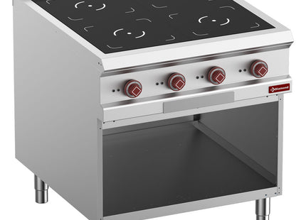 Electric stoves 4 induction hearths, open cupboard