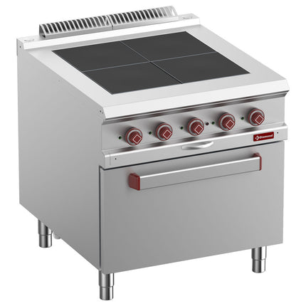 Cuisinières électriques 4 plaques alignées avec le dessus, four GN 2/1