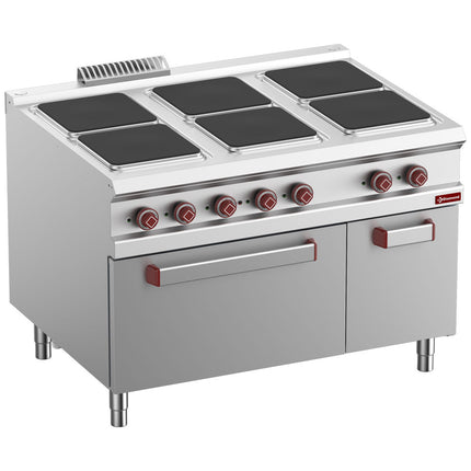 Cuisinière électrique 6 plaques sur four électrique GN 2/1, placard fermé neutre
