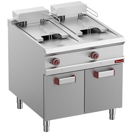 Friteuse électrique 2 cuves 18 litres sur placard fermé