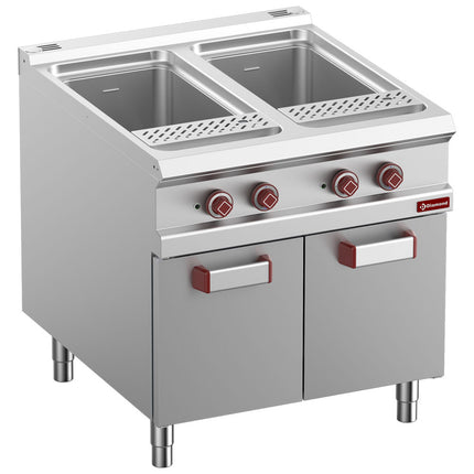 Electric pasta cooker, 2 tanks 40 liters, on closed cupboard (without baskets)