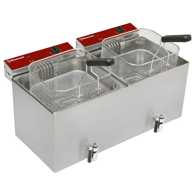 Friteuse électrique de table 2x 12 litres + robinet