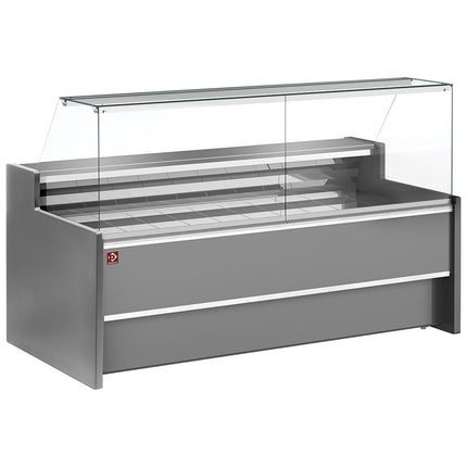 Vitrine réfrigérée ventilée avec vitre droite 90° avec cellier - GRIS