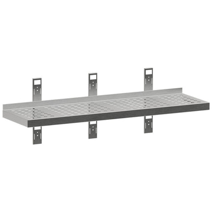 Perforated wall shelf with 3 brackets and 3 uprights