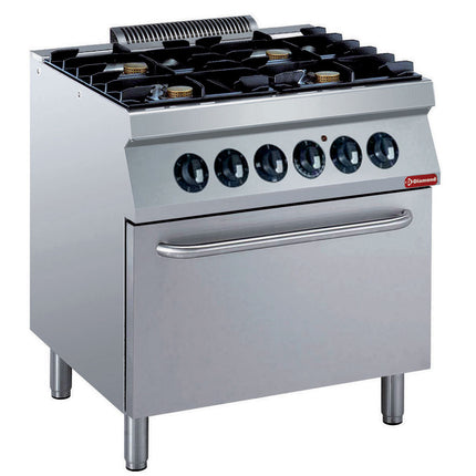 Komfur med 4 blus 5,5 kW, el-ovn GN 2/1