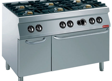 Stove with 6 burners, gas oven GN 2/1, neutral cupboard