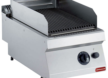 Grill à gaz en pierre de lave, grille en fer 1/2 mod. -HAUT-