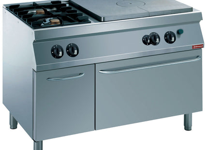 Stove 2 fires, cast-iron plate, gas oven GN 2/1, neutral cupboard
