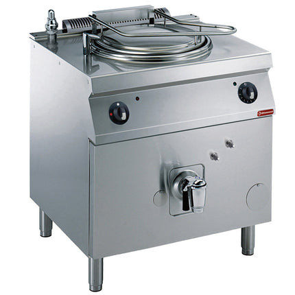 Gas rounded kettle, 60 liters, indirect heating, on board