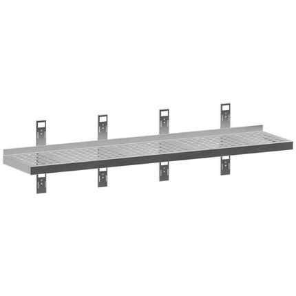 Perforated wall shelf with 4 brackets and 4 uprights