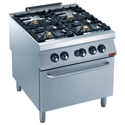 Cuisinière 4 feux, four à gaz GN 2/1
