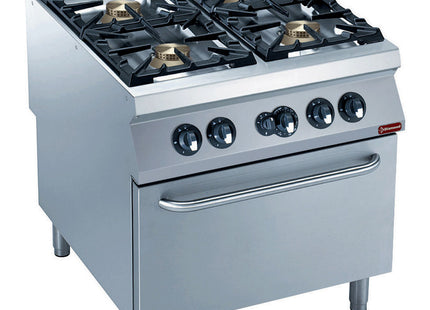 Cuisinière 4 feux, four gaz GN 2/1 "PUISSANT"