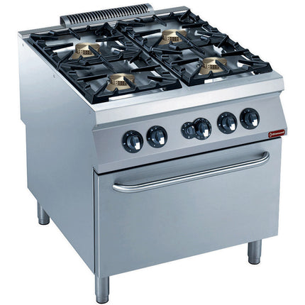 Cuisinière 4 feux, four gaz GN 2/1 "PUISSANT"