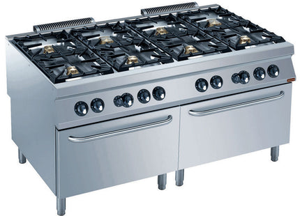 Cooker 8 burners, 2 gas ovens GN 2/1