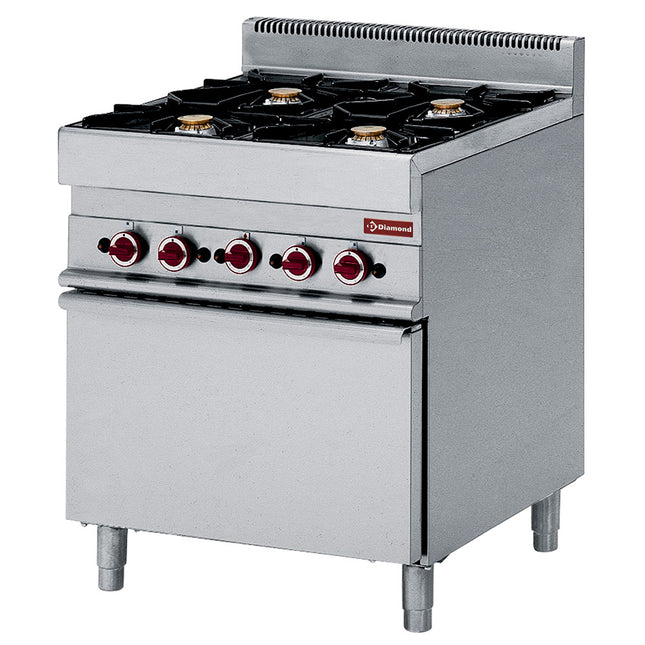 Cuisinière à gaz 4 feux et four électrique à convection GN 1/1