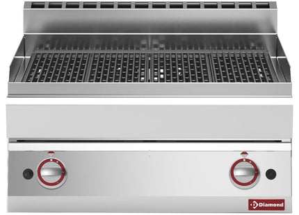 Gas steam grill, with cast iron cooking grid -Top-