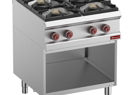 Cuisinière composée de : 4 feux et base ouverte