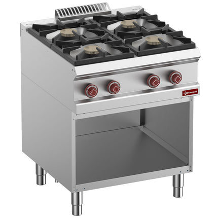 Cuisinière composée de : 4 feux et base ouverte