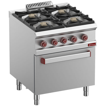 Cuisinière gaz 4 feux, four électrique GN 2/1