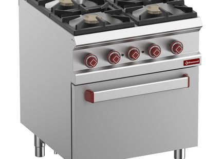 Gas range 4 burners, electric convection oven GN 1/1