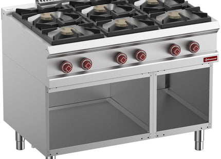 Cuisinière composée de : 6 brûleurs & base ouverte