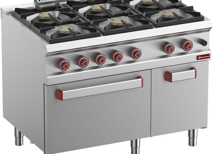 Gas range 6 burners, gas oven GN 2/1, neutral cupboard