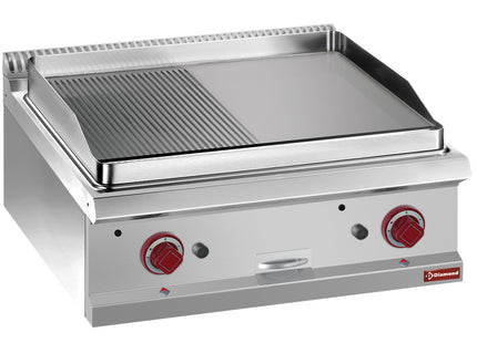 Gas fry top 1/2 smooth and 1/2 ribbed, module 1/1 -Top-