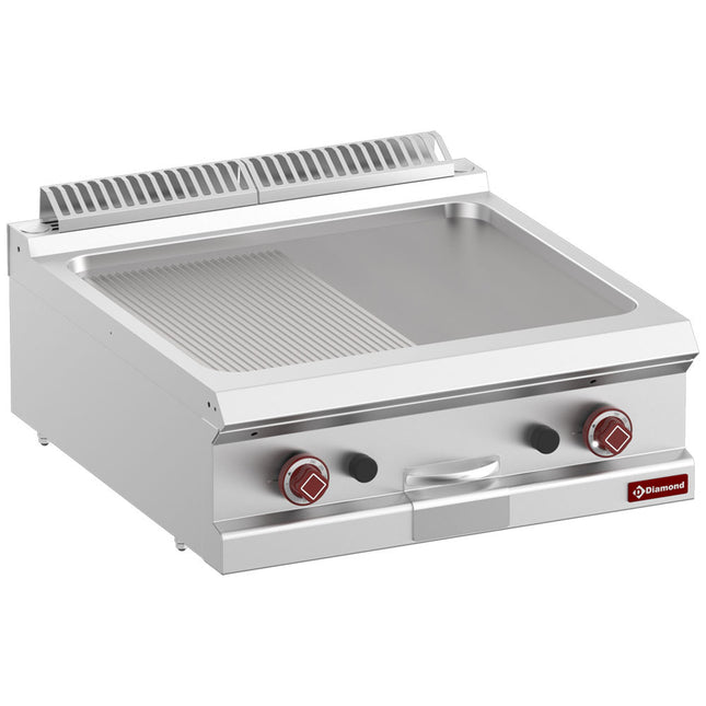 Plaque de cuisson gaz 1/2 lisse et 1/2 nervuré, module 1/1 -Top-