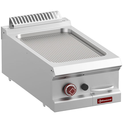 Gas ribbed fry top, module 1/2 -Top-