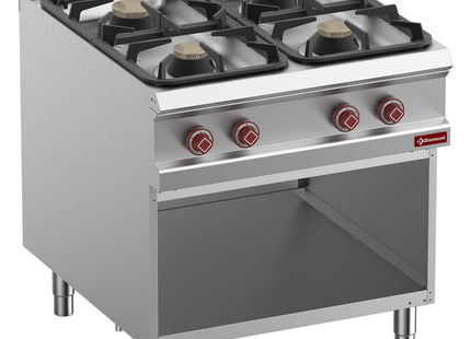 Gas stove 4 burners, open cupboard