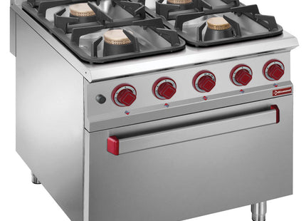 Cuisinière 4 feux sur four gaz GN 2/1