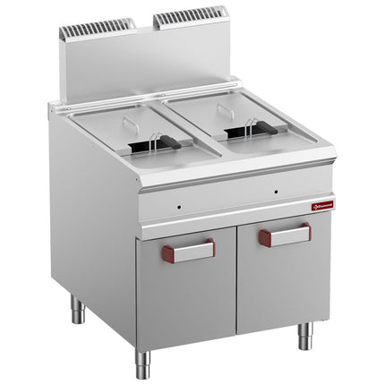 Friteuse gaz 2 cuves 18 litres (2x 18 kW) sur placard fermé