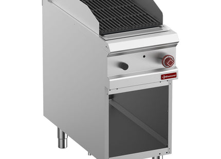 Grill pierre de lave, 1/2 module, grille fonte 2 faces", placard ouvert
