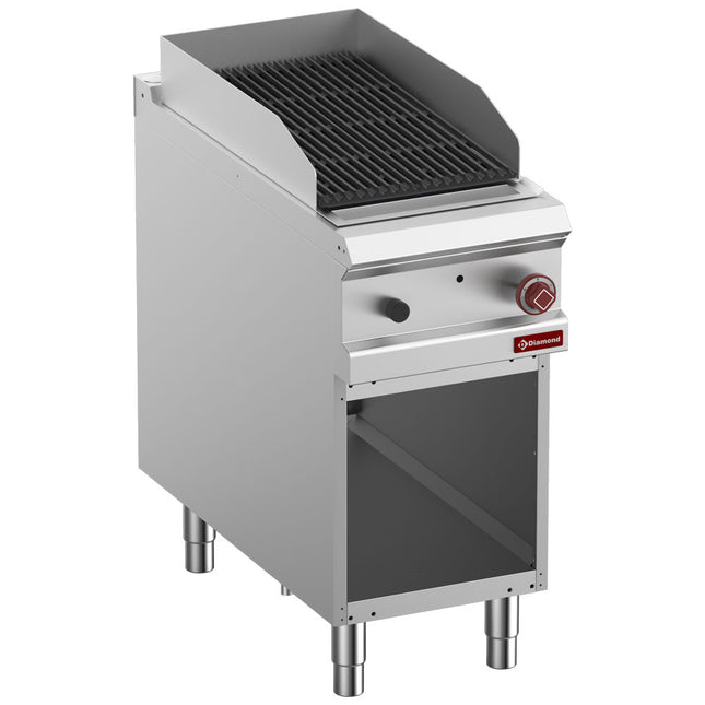 Lavastensgrill, 1/2 modul, 2-sidig" støpejernsrist, åpent skap