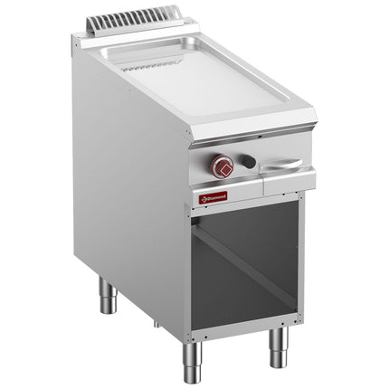 Glatt Flatgrill Gass, forkrommet, modul 1/2, åpent skap