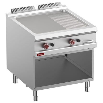 Gas steg top 2/3 glat & 1/3 rillet, modul 1/1, åbent skab