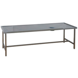 Sorting table (left) with waste bin hole