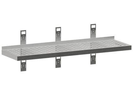 Perforated wall shelf with 3 brackets and 3 uprights