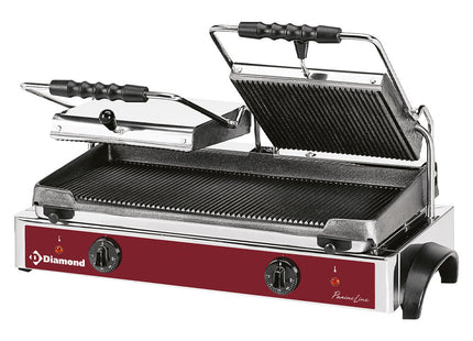 Electric panini grill DOUBLE, ribbed plates