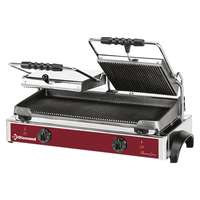 Grill à panini électrique DOUBLE, plaques nervurées