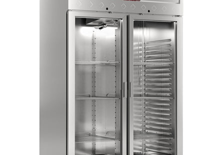 Ventilert kjøleskap 1400 liters 2 glass doors GN 2/1, on wheels