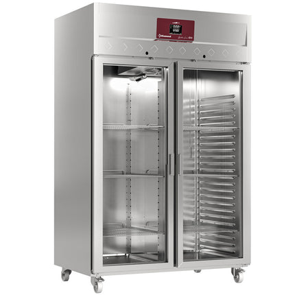 Réfrigérateur ventilé 1400 litres 2 portes vitrées GN 2/1, sur roulettes