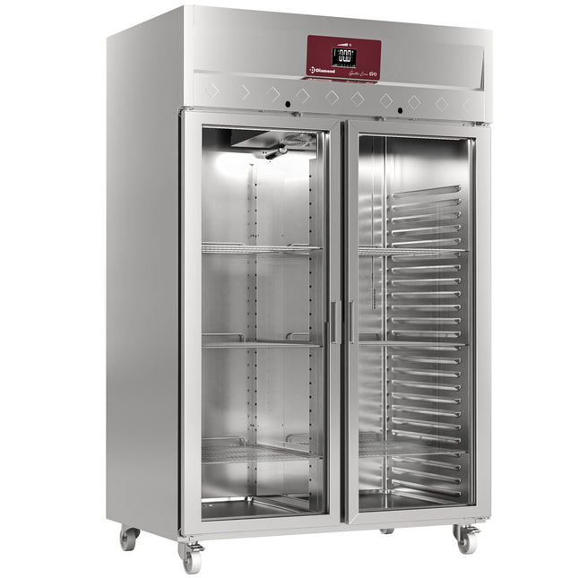 Ventilert kjøleskap 1400 liter 2 glassdører GN 2/1, på hjul