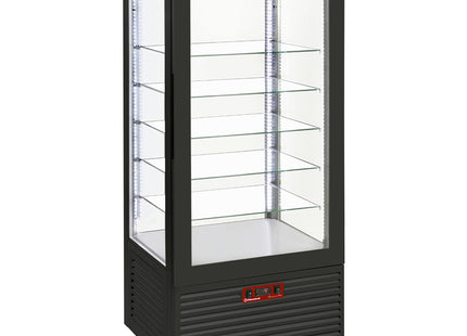 Display 4 sides T° negative, 5 glass shelves, ventilated, 480 Lit, BLACK