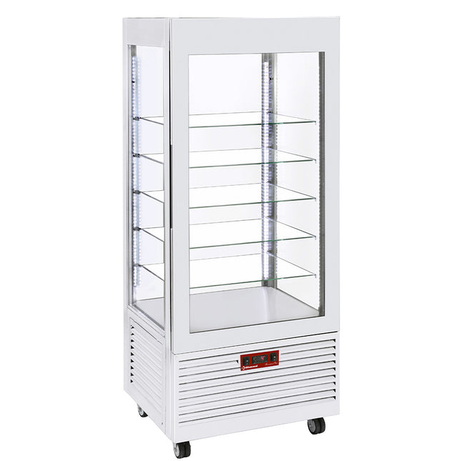 Display 4 sides T° negative, 5 glass shelves, ventilated, 480 Lit, WHITE