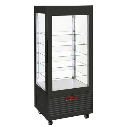 Kølemontre T° positiv, 5 glashylder, ventileret, 480 Lit, SORT