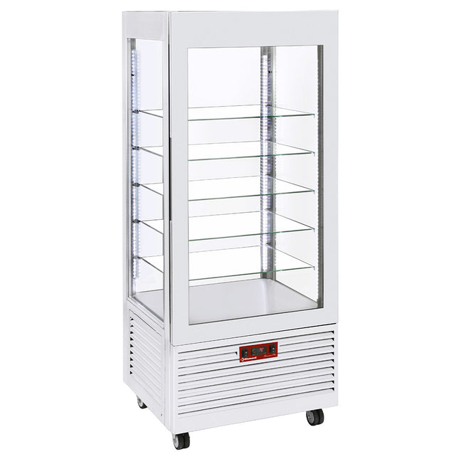Display 4 sides T° positive, 5 glass shelves, ventilated, 480 Lit, WHITE
