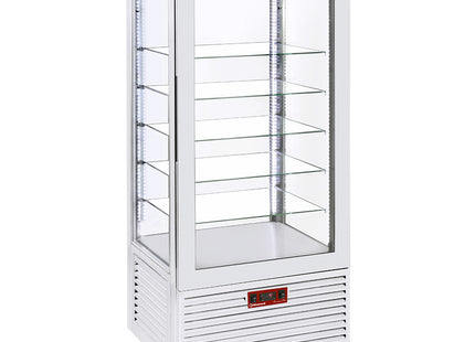 Display 4 sides T° positive, 5 glass shelves, ventilated, 480 Lit, WHITE