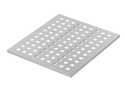 Stainless steel back shelf for compartment with door